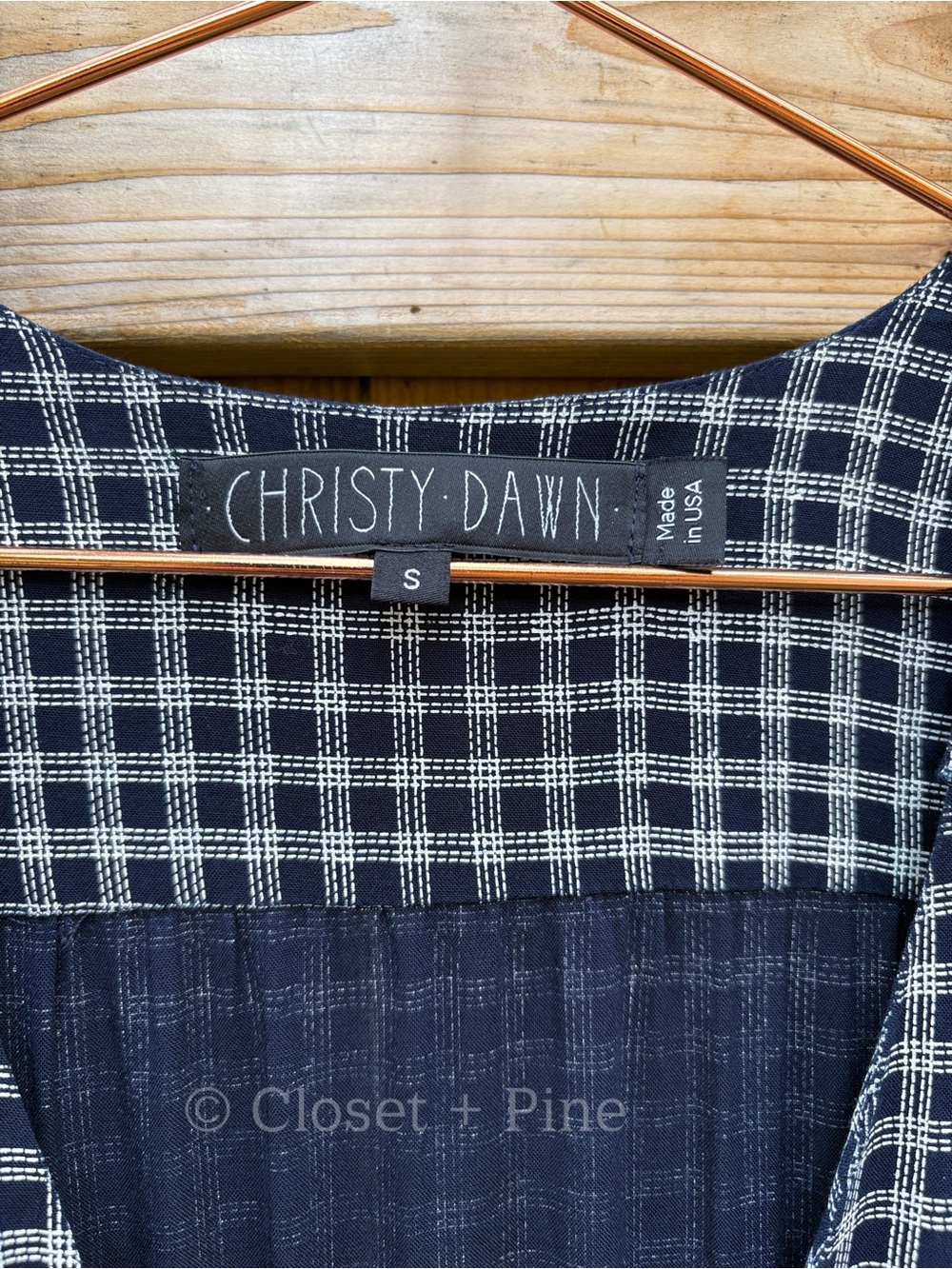 Christy Dawn Audrey Maxi Dress Navy Blue Check Plaid Size Small - Picture 4 of 17